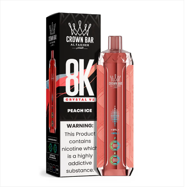 Al Fakher Crown Bar Crystal V2 8000 Peach Ice