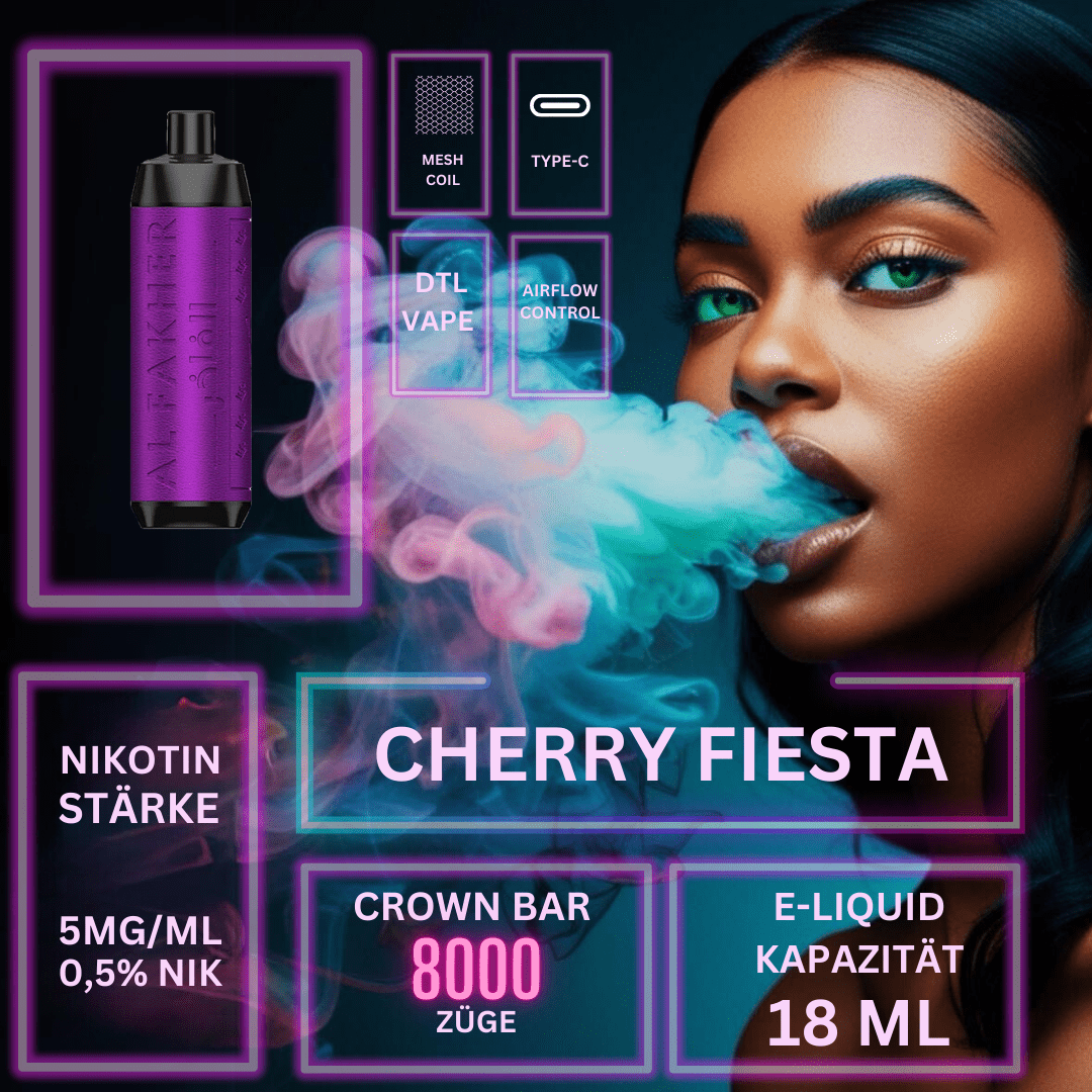 Detail Cherry Fiesta "Al Fakher" - Crown Bar Vape 8000