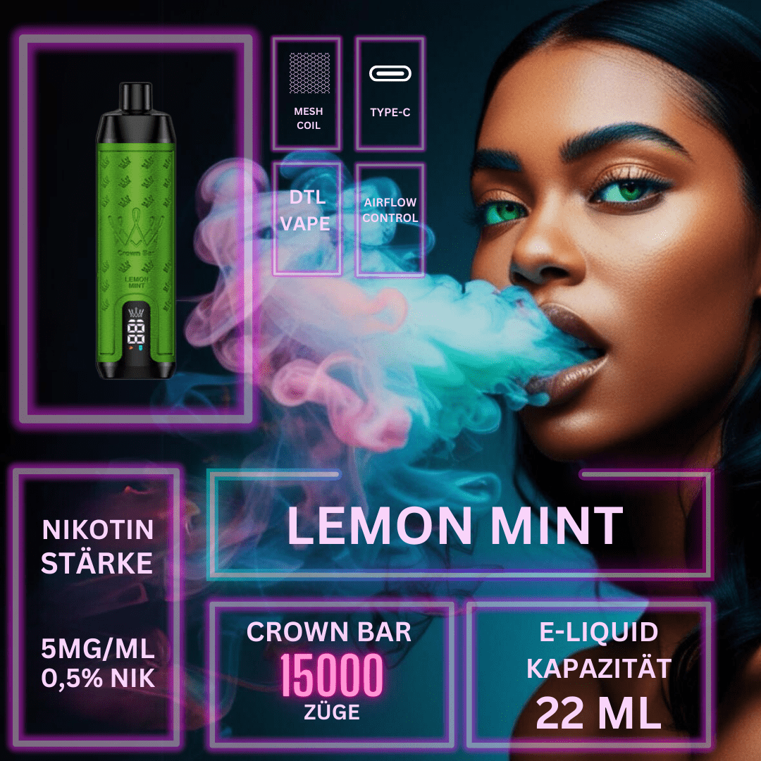 Detail Lemon Mint "Al Fakher" - Crown Bar Vape 15000