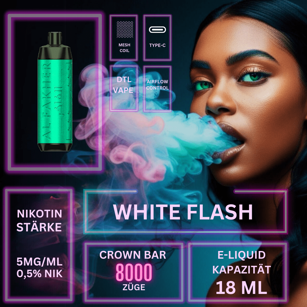 Detail White Flash "Al Fakher" - Crown Bar Vape 8000