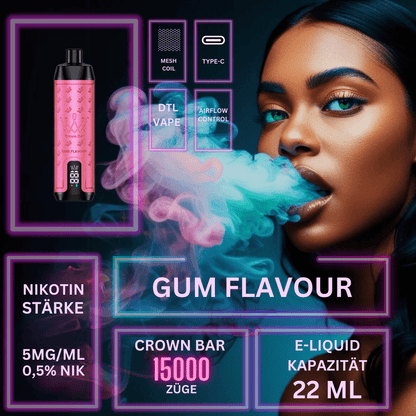 Detail Gum Flavour "Al Fakher" - Crown Bar Vape 15000